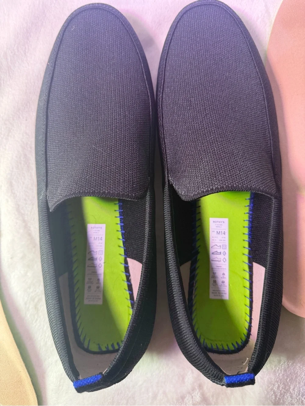 Rothy's Black Men's Slip-On Loafers with Brown Sole